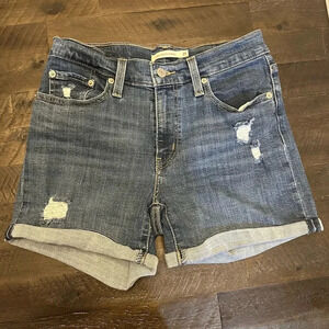 Levi’s Mid Length Denim Shorts Medium Distressed Wash Size 27